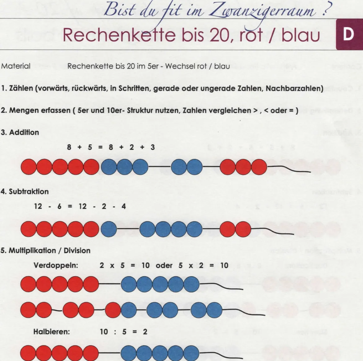 Lernspielset: Rechenkette 20er, ab 5 Jahre (nur solange der Vorrat reicht!)
