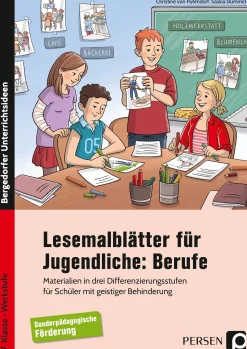 Lesemalblätter für Jugendliche: Berufe, Heft, 7. Klasse bis Werkstufe