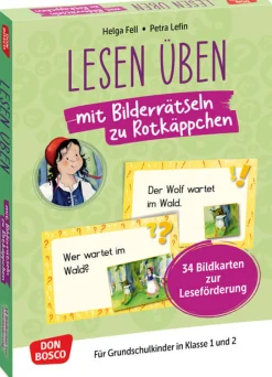 Lesen üben mit Bilderrätseln zu Rotkäppchen. 34 Bildkarten zur Leseförderung, 1.-2. Klasse