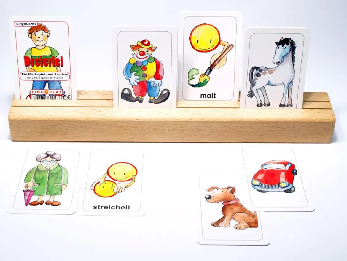 LingoCards Grammatik Dreierlei, Merkspiel zum Satzbau, ab 4 Jahre