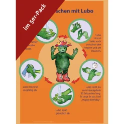 Lubo aus dem All!, Poster DIN A2, Hände waschen mit Lubo, 5 Stück