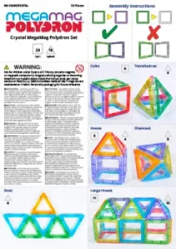 Magnetbausteine, Crystal MegaMag Polydron, transluzent, Starterset, 36 Teile, für Kinder
