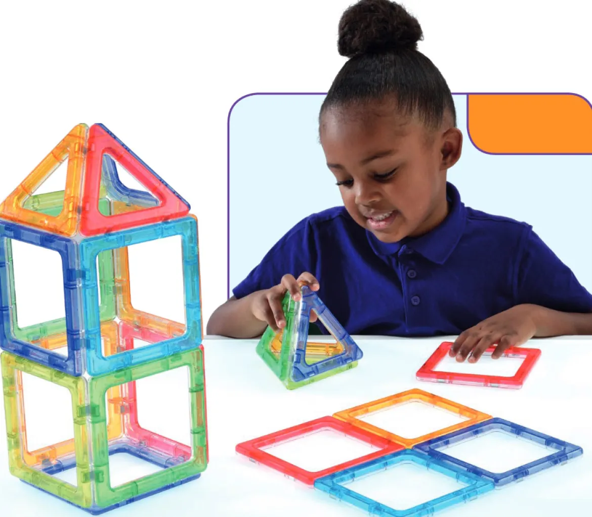 Magnetbausteine, Crystal MegaMag Polydron, transluzent, Starterset, 36 Teile, für Kinder