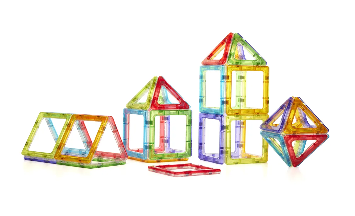 Magnetbausteine, Crystal MegaMag Polydron, transluzent, Starterset, 36 Teile, für Kinder