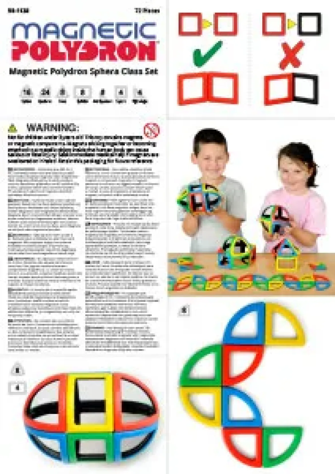 Magnetbausteine, Magnetic Polydron, Bögen und Rundungen, 72 Teile, für Kinder