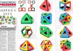 Magnetbausteine, Magnetic Polydron, Geometrie-Klassenset, 118 Teile, für Kinder