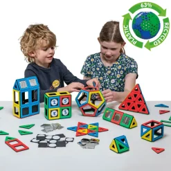 Magnetbausteine, Magnetic Polydron, Großes Klassenset inkl. Spiegelplatten, 184 Teile, für Kinder