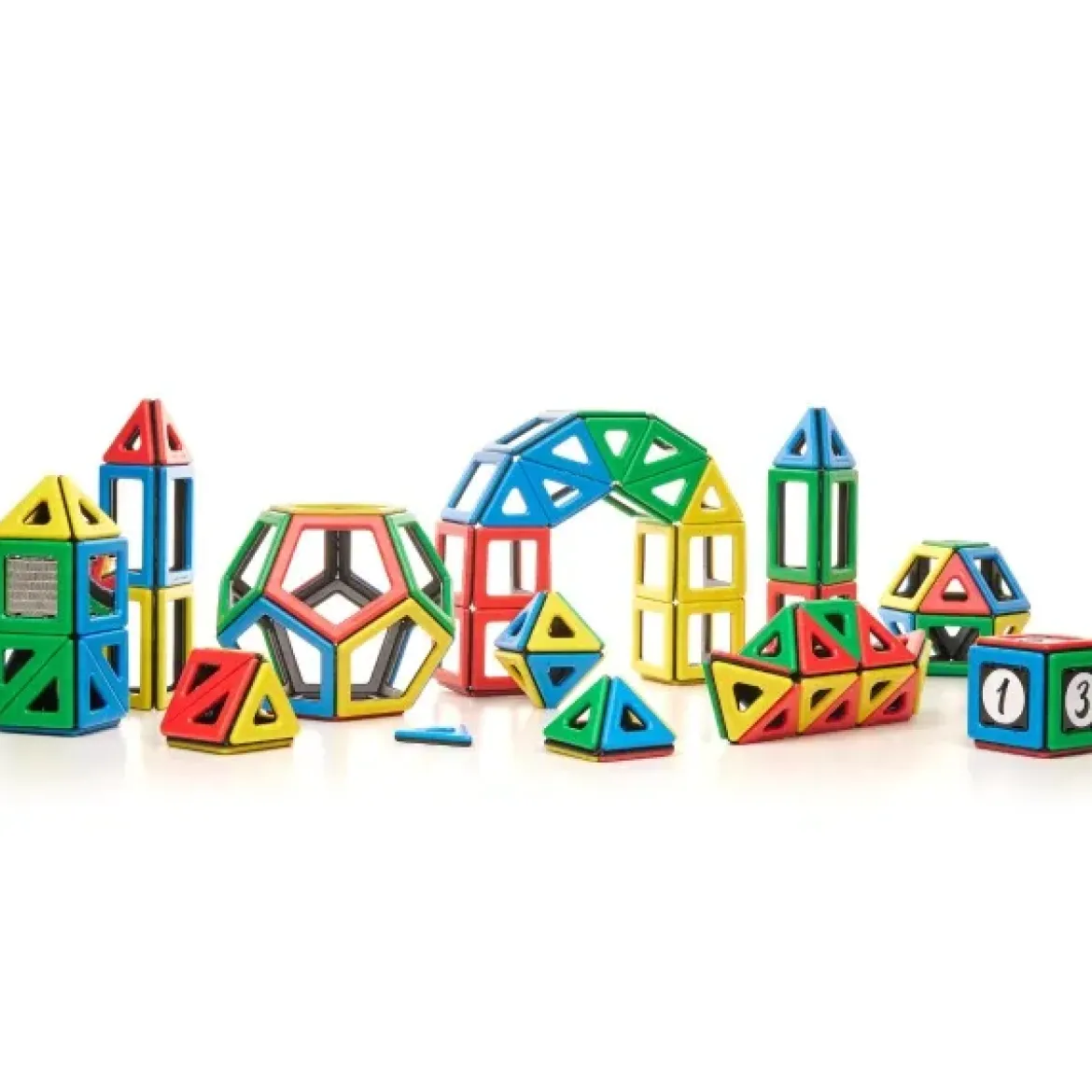 Magnetbausteine, Magnetic Polydron, Großes Klassenset inkl. Spiegelplatten, 184 Teile, für Kinder