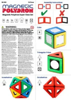 Magnetbausteine, Magnetic Polydron, Großes Klassenset inkl. Spiegelplatten, 184 Teile, für Kinder