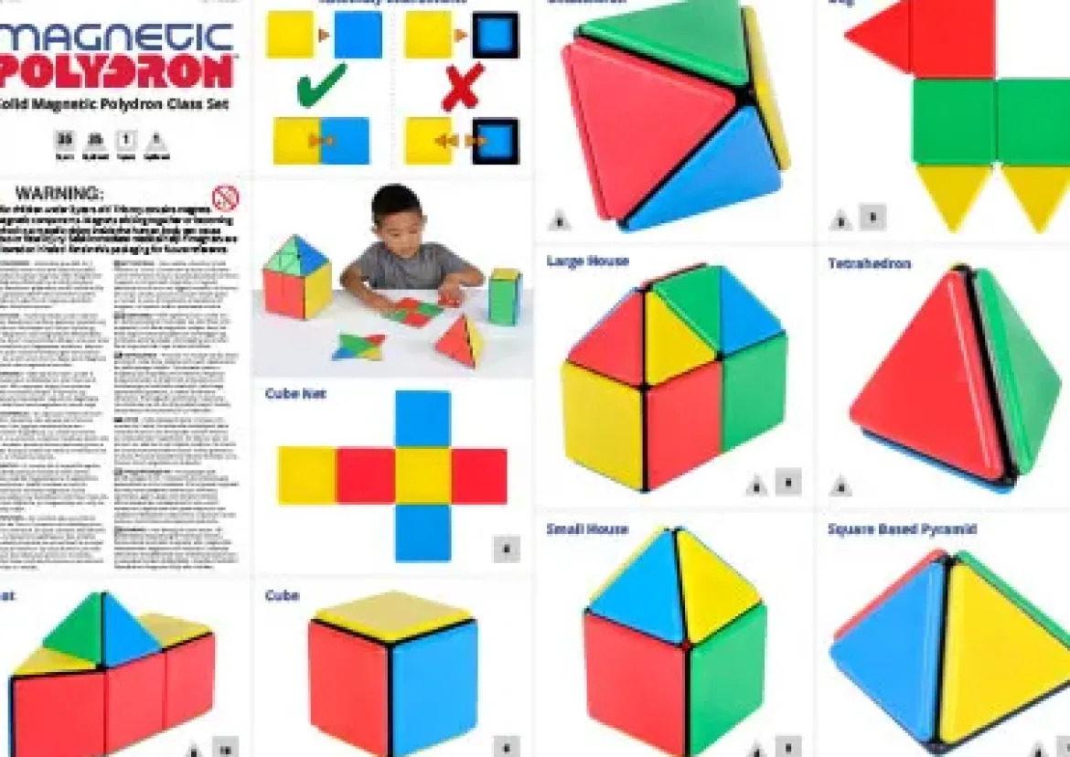 Magnetbausteine, Magnetic Polydron, Klassenset Platten, 72 Teile, für Kinder