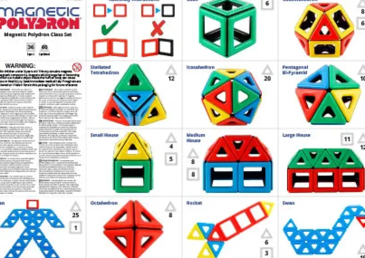 Magnetbausteine, Magnetic Polydron, Klassenset, 96 Teile, für Kinder