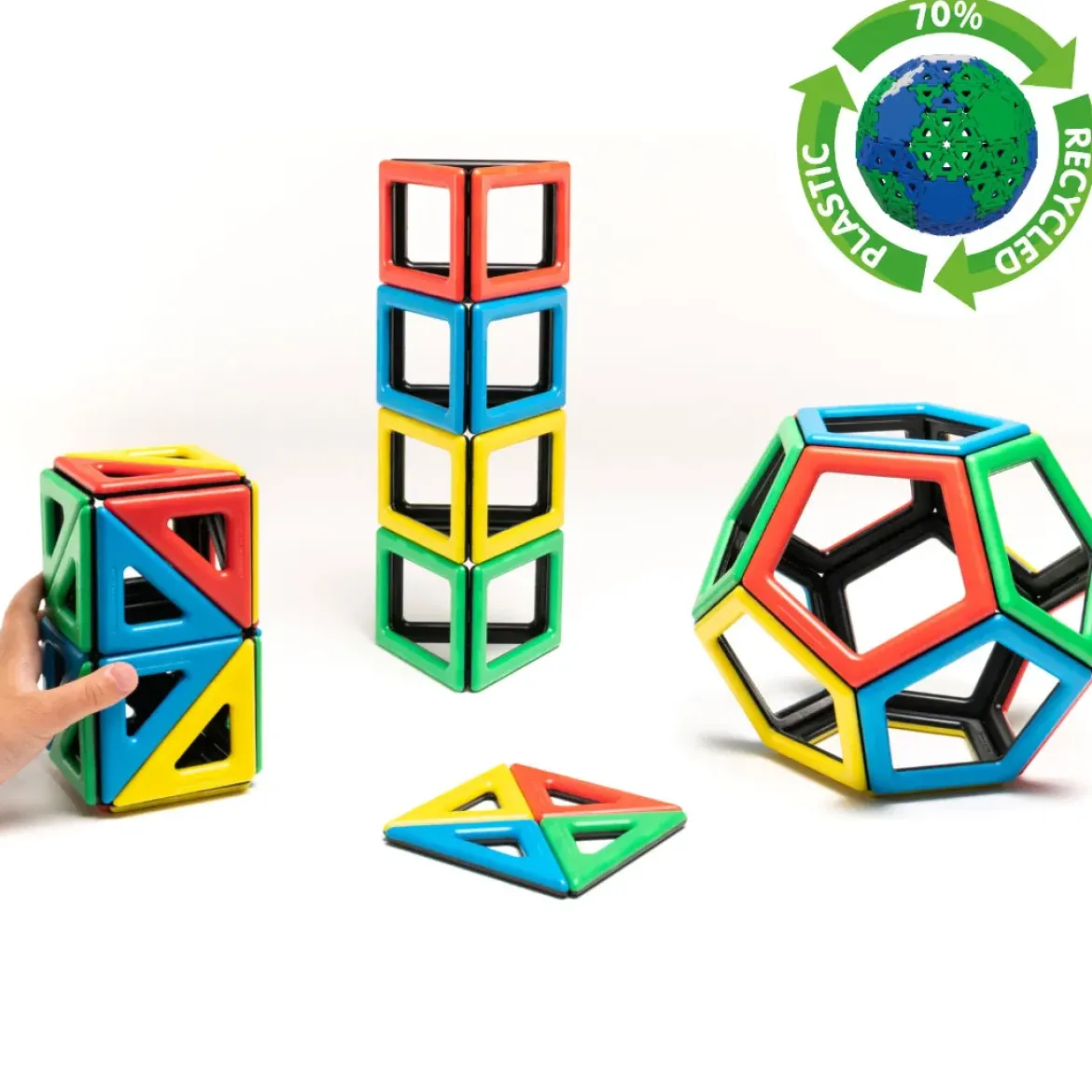 Magnetbausteine, Magnetic Polydron, Sonderformen-Set, 48 Teile, für Kinder