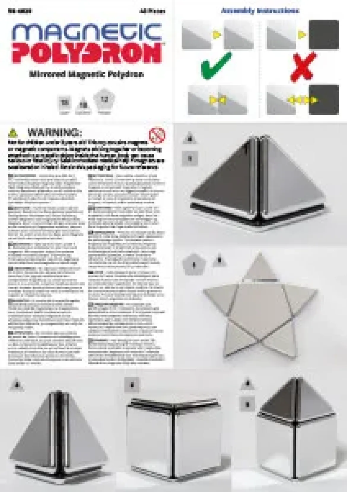 Magnetbausteine, Magnetic Polydron, Spiegel-Set, 48 Teile, für Kinder