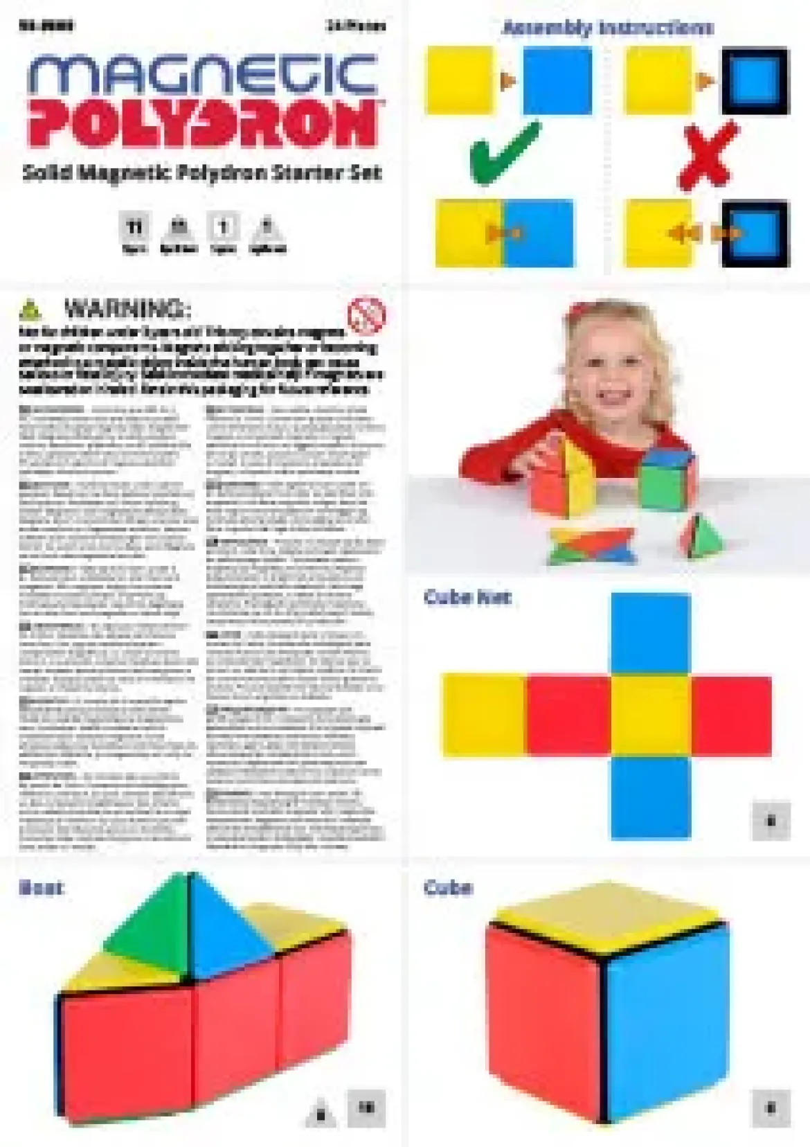 Magnetbausteine, Magnetic Polydron, Starterset Platten, 24 Teile, für Kinder