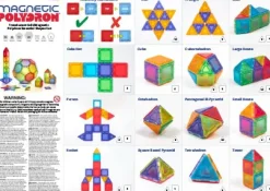 Magnetbausteine, Magnetic Polydron, transluzent, Formen-Set Platten, 104 Teile, für Kinder