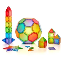 Magnetbausteine, Magnetic Polydron, transluzent, Formen-Set Platten, 104 Teile, für Kinder