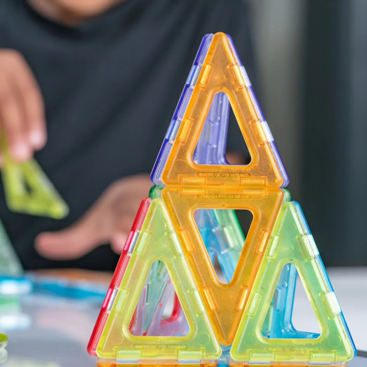 Magnetbausteine, Magnetic Polydron, transluzent, Geometrie-Set, 62 Teile, für Kinder