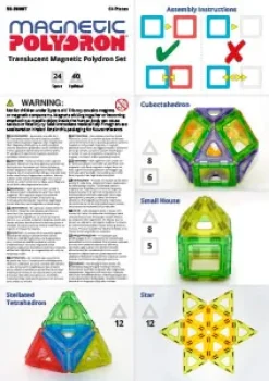 Magnetbausteine, Magnetic Polydron, transluzent, Klassenset, 128 Teile, für Kinder