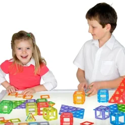 Magnetbausteine, Magnetic Polydron, transluzent, Klassenset, 128 Teile, für Kinder