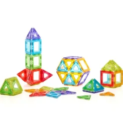 Magnetbausteine, Magnetic Polydron, transluzent, Starterset, 64 Teile, für Kinder