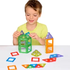 Magnetbausteine, Magnetic Polydron, transluzent, Starterset, 64 Teile, für Kinder