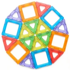 Magnetbausteine, Magnetic Polydron, transluzent, Starterset, 64 Teile, für Kinder