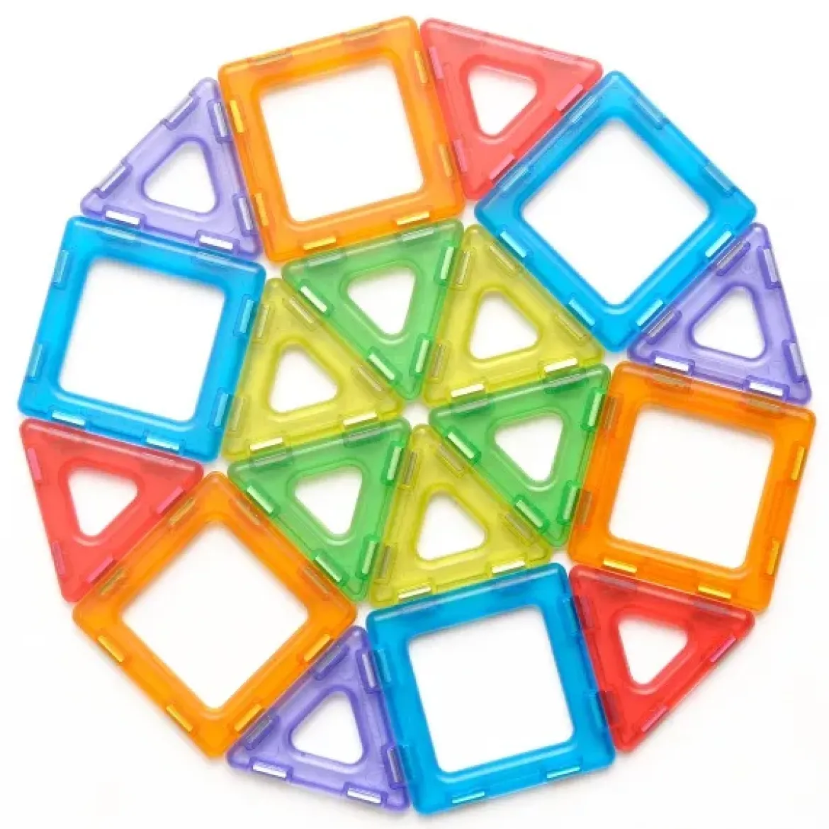 Magnetbausteine, Magnetic Polydron, transluzent, Starterset, 64 Teile, für Kinder