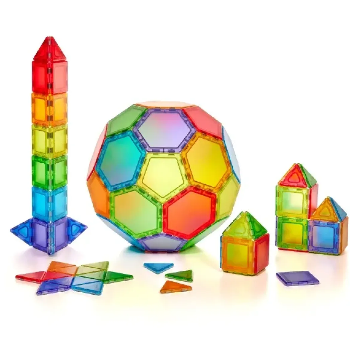 Magnetbausteine, Magnetic Polydron, transluzent, Starterset Platten, 24 Teile, für Kinder