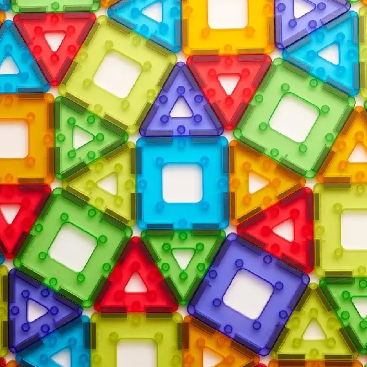 Magnetbausteine, Polydron KinderMag, Großes Set, 96 Teile, für Kleinkinder