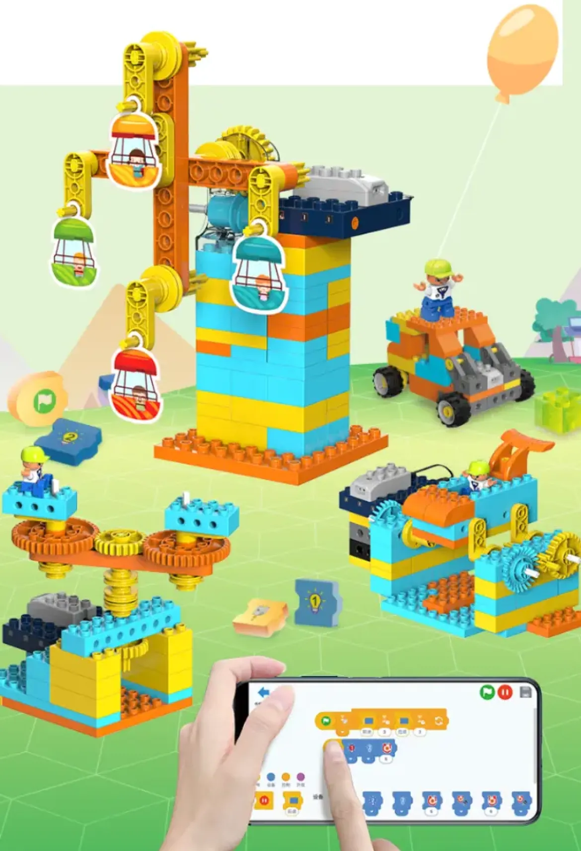 Makerzoid Big Blocks Future Mechanic Scratch Junior, Technik-Bausatz, inkl. Motor und Fernsteuerung