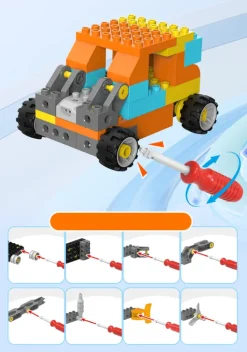 Makerzoid Big Blocks Future Mechanic Scratch Junior, Technik-Bausatz, inkl. Motor und Fernsteuerung