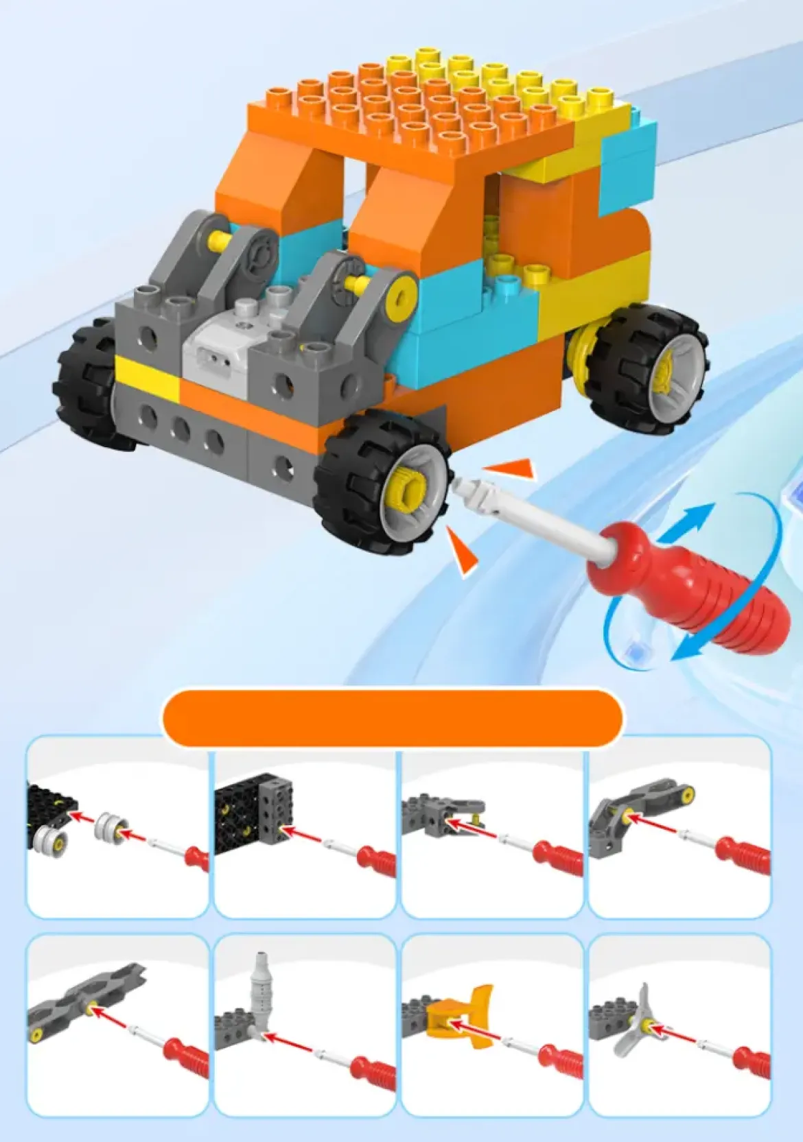 Makerzoid Big Blocks Future Mechanic Scratch Junior, Technik-Bausatz, inkl. Motor und Fernsteuerung