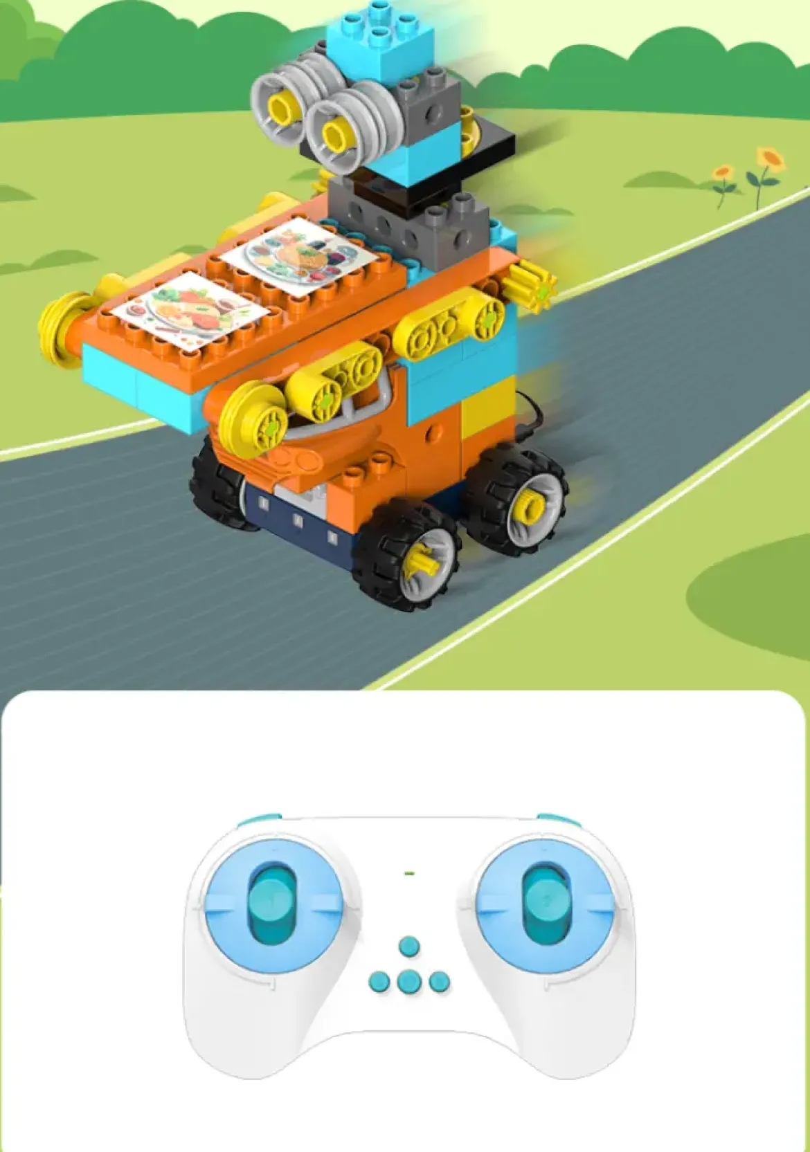 Makerzoid Big Blocks Future Mechanic Scratch Junior, Technik-Bausatz, inkl. Motor und Fernsteuerung