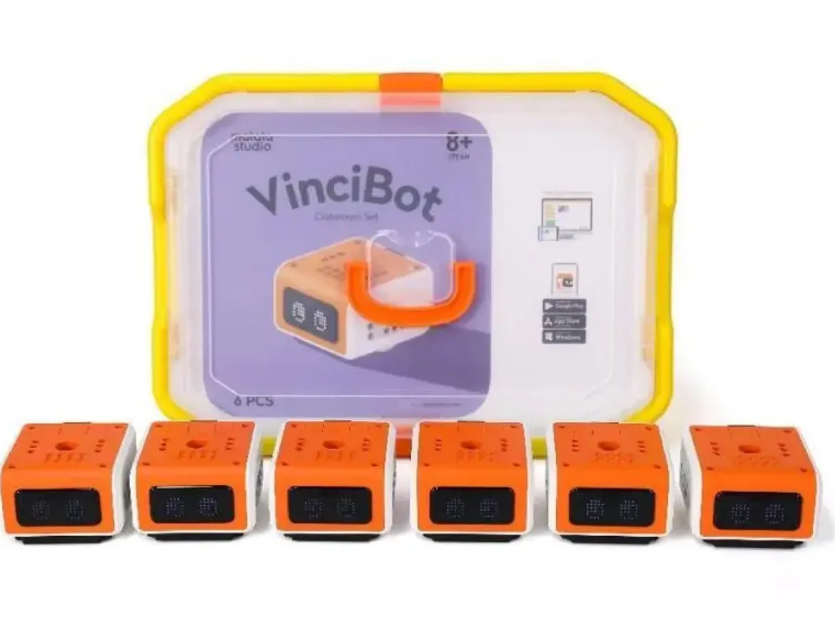MatataStudio VinciBot, Programmierroboter, mit KI-Integration, Klassensatz mit 6 Robotern