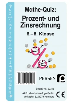 Mathe-Quiz: Prozent- und Zinsrechnung, 6. bis 8. Klasse
