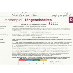 Mathespiel Längeneinheiten, ab 8 Jahre