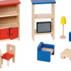 Möbel für Puppenhaus Maxi, 23 Teile aus Holz, ab 3 Jahre