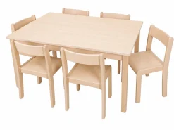 Möbel-Set, 7-teilig, Buche, Tischhöhe 52 cm, Stuhlhöhe 30 cm, Selbstmontage