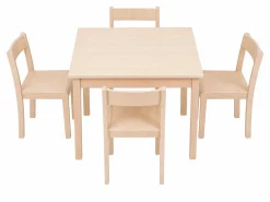 Möbel-Set, 5-teilig, Buche, Tischhöhe 52 cm, Stuhlhöhe 30 cm, Selbstmontage