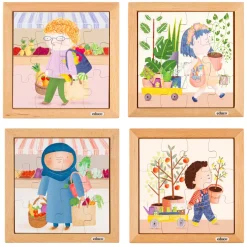 Meine Einkaufstasche - 4er-Set Holzpuzzles