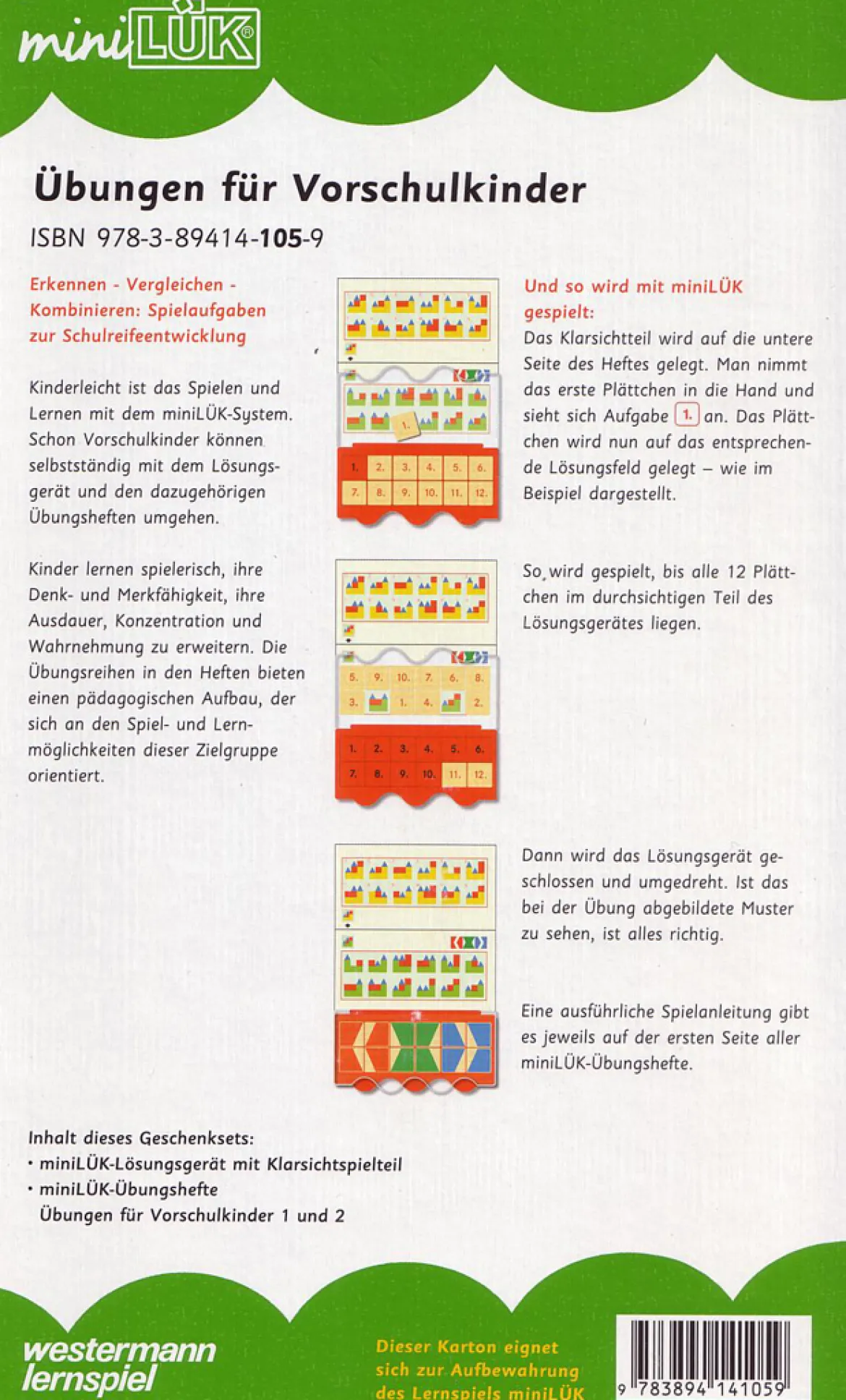 miniLÜK Set Vorschulkinder, 2 Hefte inkl. Lösungsgerät 5-6 Jahre