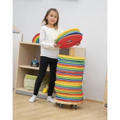 Mobiler Kissenwagen mit 32 runden Donut-Sitzkissen Ø 35 cm