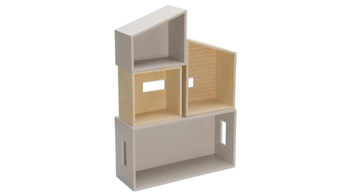 Modulares Puppenhaus, 4 Teile in Aufbewahrungskiste