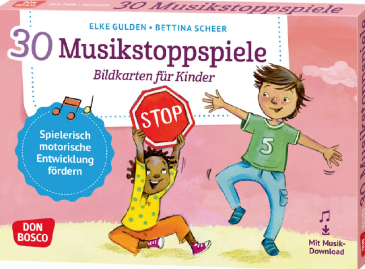 30 Musikstoppspiele, Karten, 3-8 Jahre
