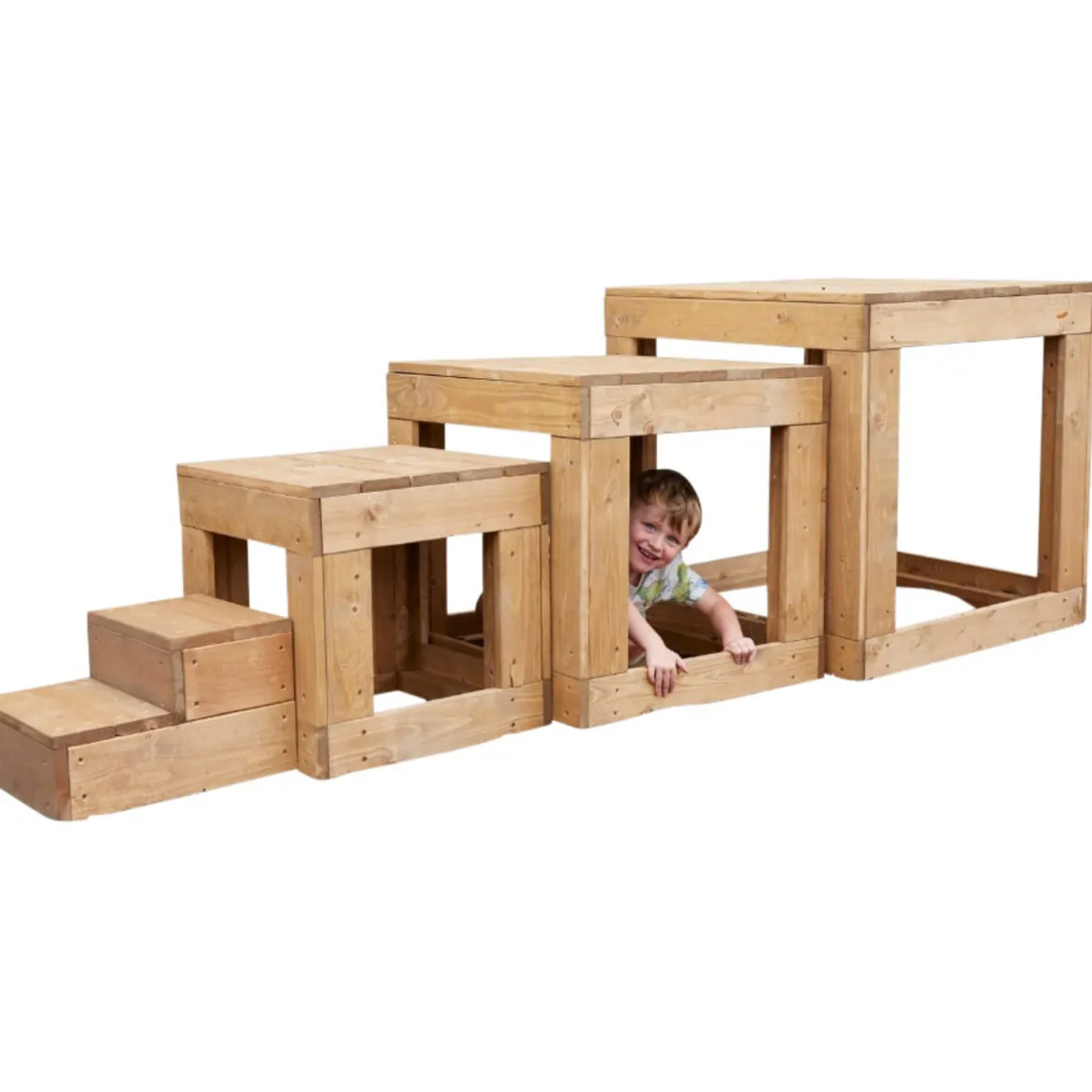 Outdoor-Kletterwürfel, Treppe, 4-teilig, aus Holz