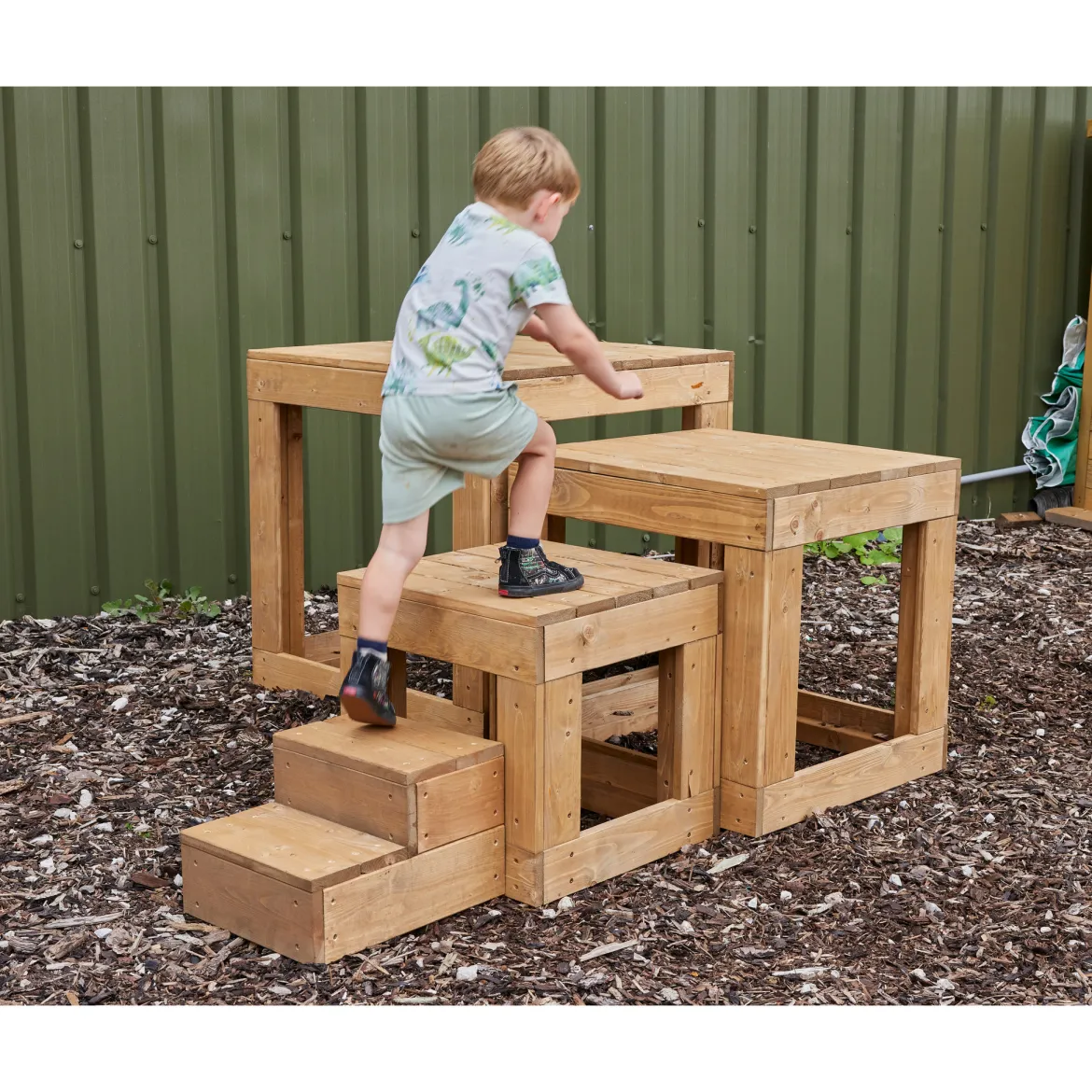 Outdoor-Kletterwürfel, Treppe, 4-teilig, aus Holz