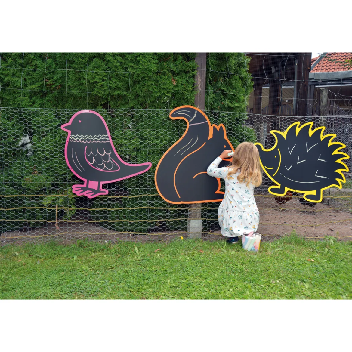 Outdoortafeln Eichhörnchen Vogel Igel, 3er Set, inkl 35 Kabelbinder