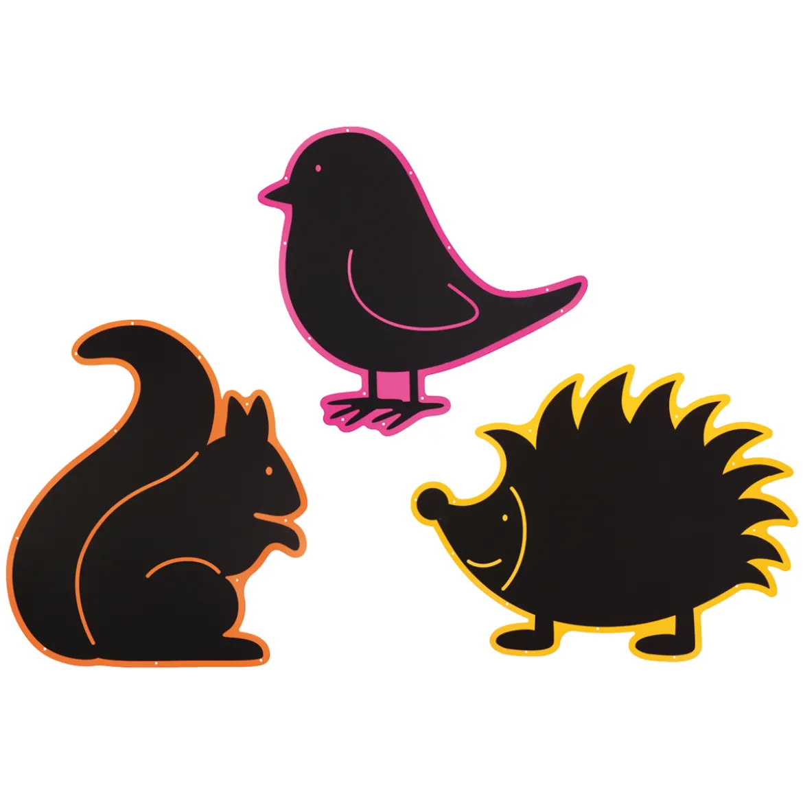 Outdoortafeln Eichhörnchen Vogel Igel, 3er Set, inkl 35 Kabelbinder