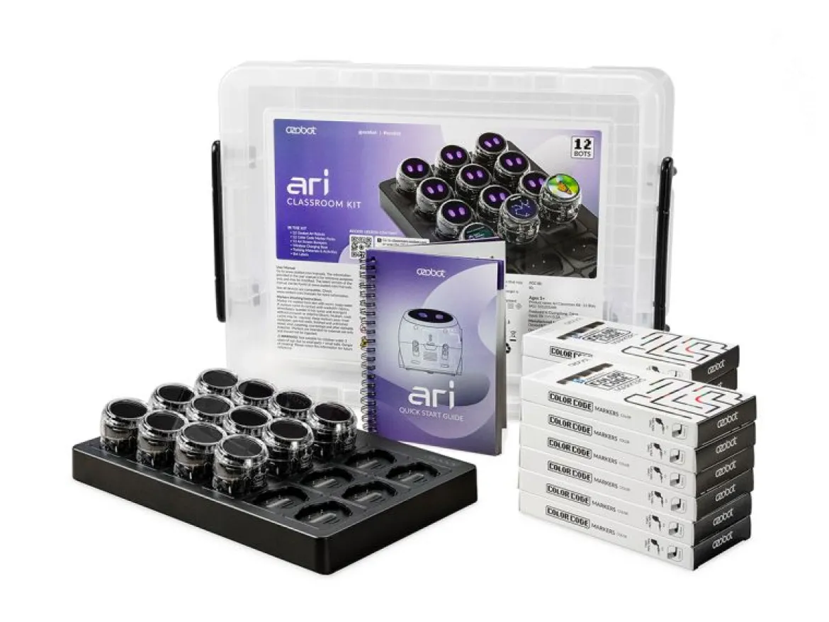 Ozobot Ari Programmierroboter, Klassenset, 12 Roboter, mit Touchscreen und KI-Funktionen
