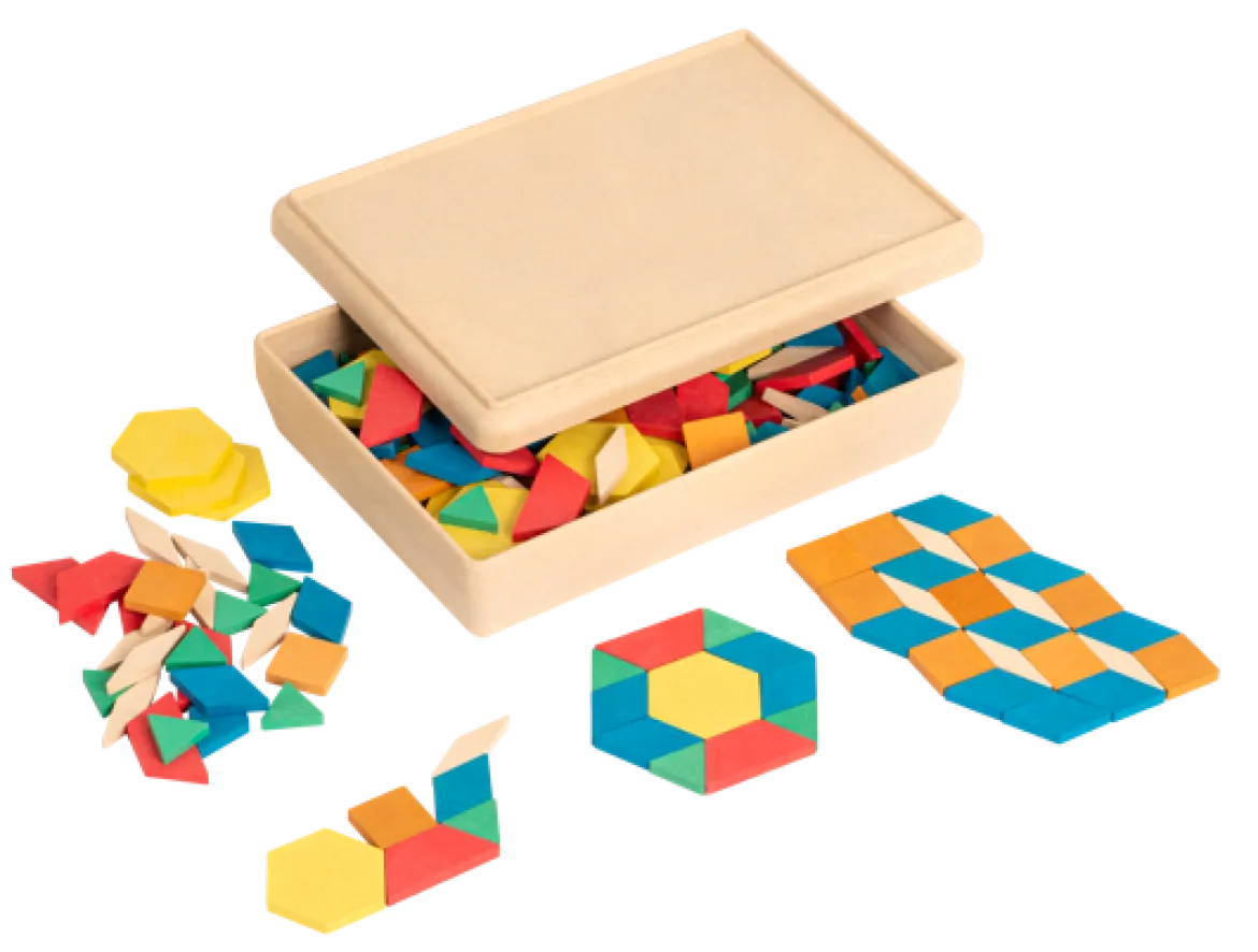 Pattern Blocks, 125 Stück in Box, Legespiel